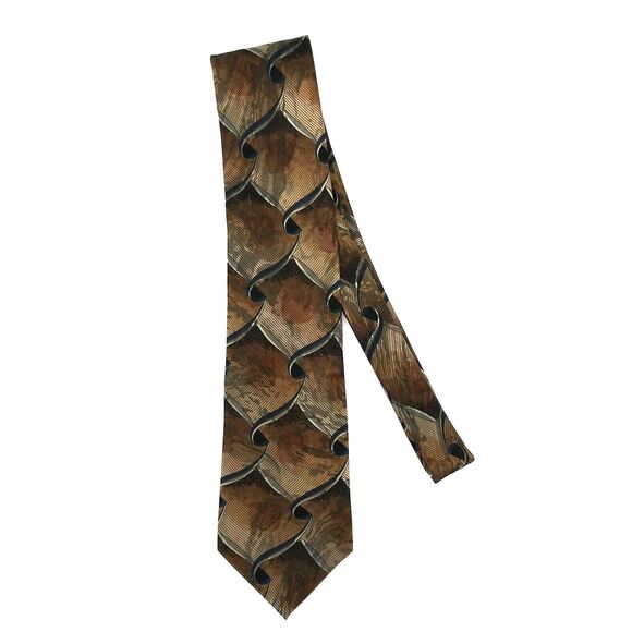 J. Ferrar Mens Necktie 100% Silk Brown Tie - 60" x 4" - Picture 4 of 9